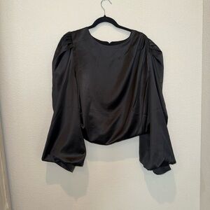 Anthropologie Black Satin Top